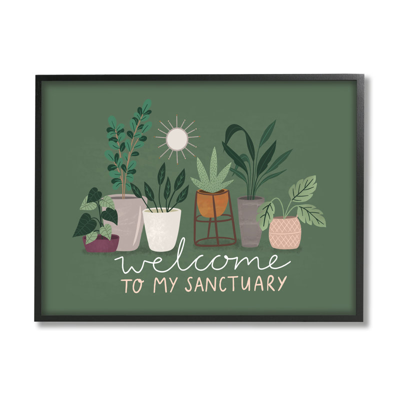 Welcome to My Sanctuary Expression Green House Plants par Louise Allen Designs - impression, H 11 po x l 14 po
