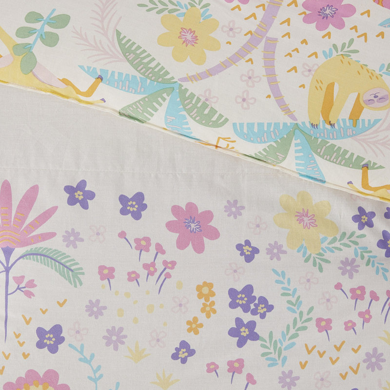 Housse de couette en coton avec motif floral multicolore