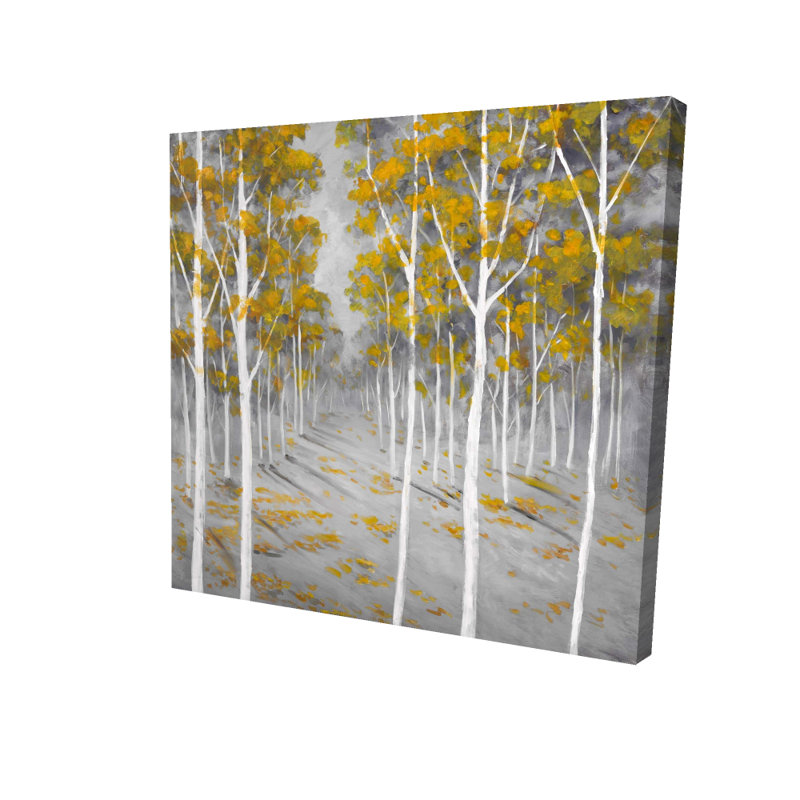 « bouleau forest », reproduction de peinture à l’huile sur toile tendue, H 16 po x l 16 po x P 1,5 po