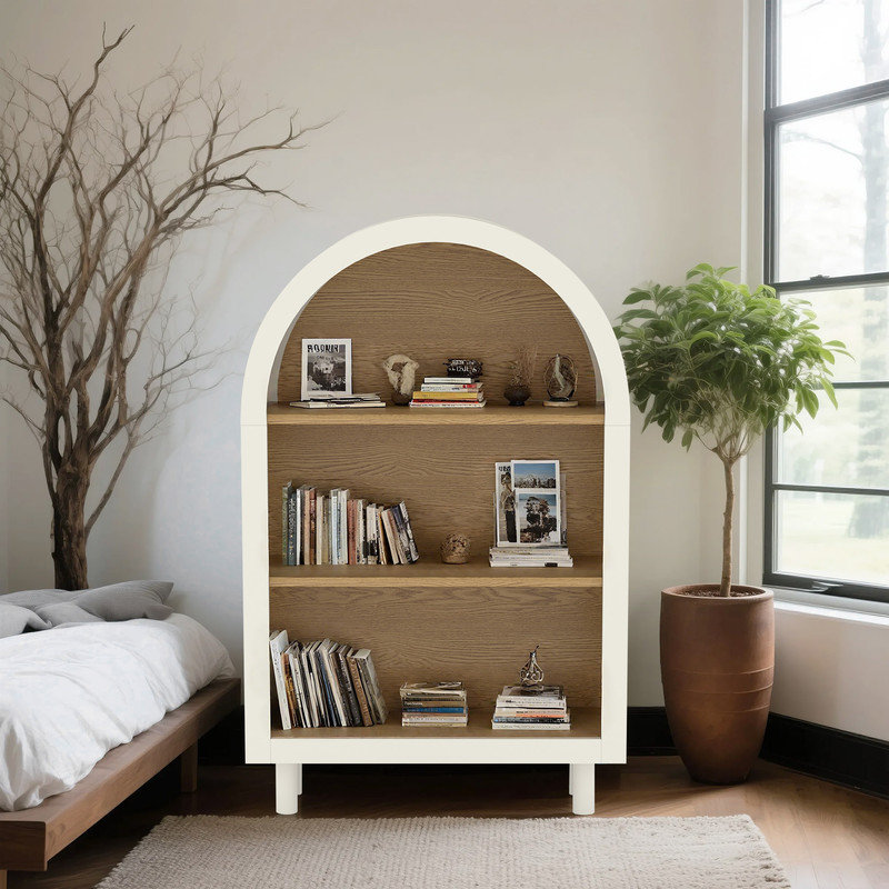 Bibliothèque décorative moderne avec tablettes ouvertes