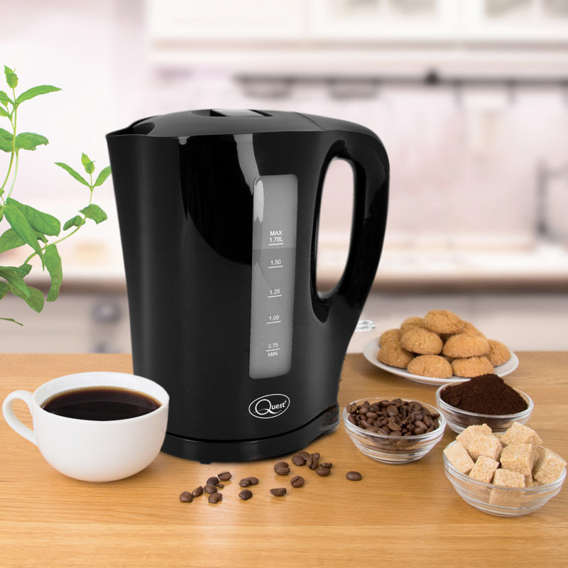Quest 1.7L Plastic Electric Tea Kettle, Black