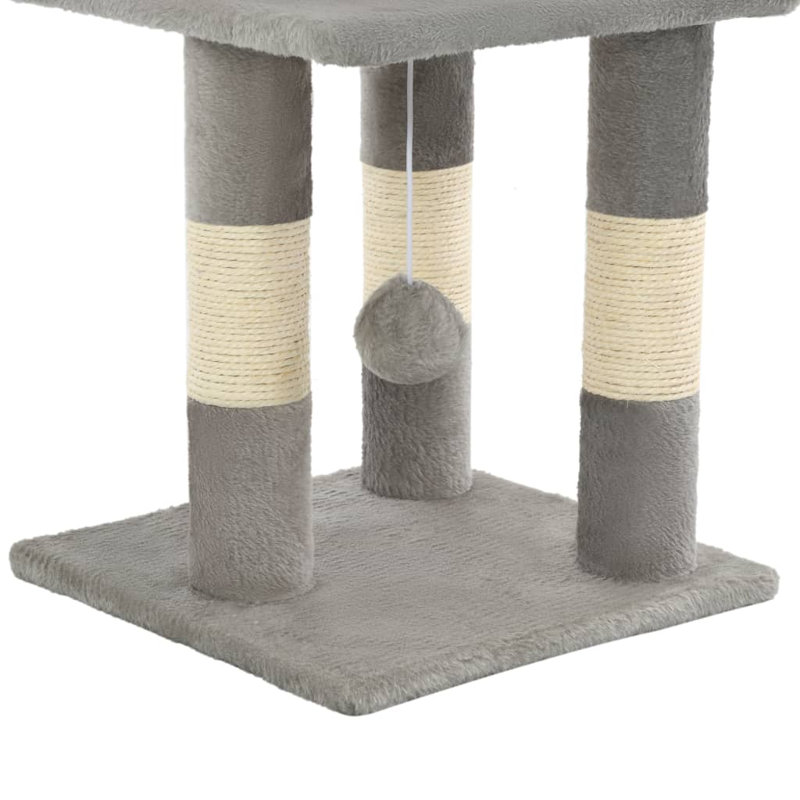  Arbre à chat gris, panneau de particules, peluche, corde de sisal moyenne durable