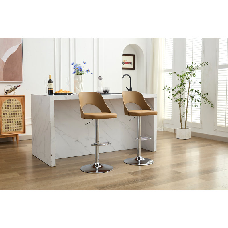 Ensemble de 2 tabourets de bar de style pu avec hauteur de comptoir, tabourets de bar réglables et pivotants avec dossier pour comptoir de bar et îlot de cuisine