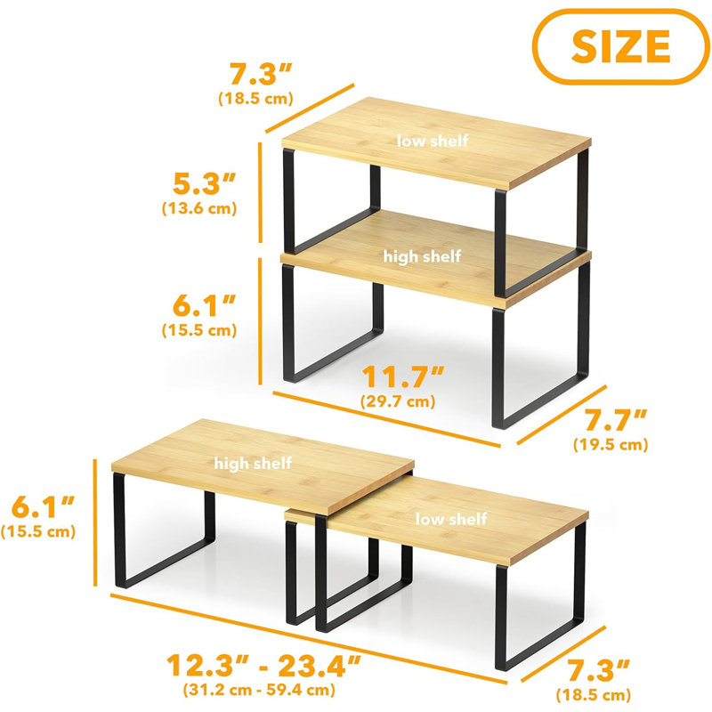 Armoire à tablettes d'armoire, ensemble de 2 tablettes de comptoir de cuisine