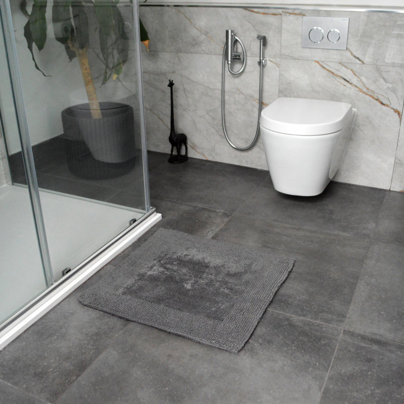 Nagelly Reversible Square Bath Mat, Charcoal