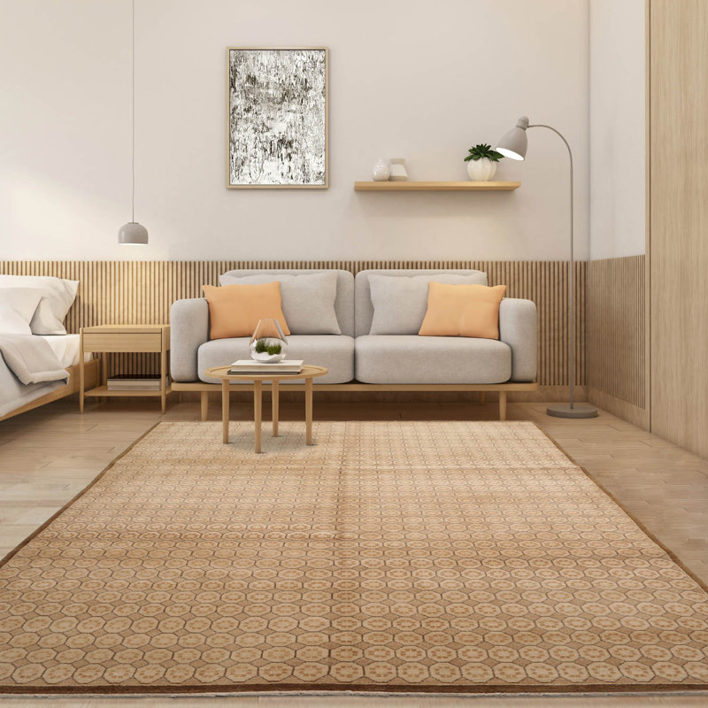 Tapis beige unique de 6 pi x 8 pi 9 po Joviah
