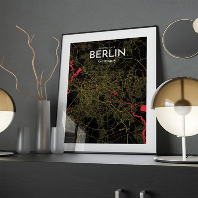 Berlin City Map In Contrast - No Frame Print