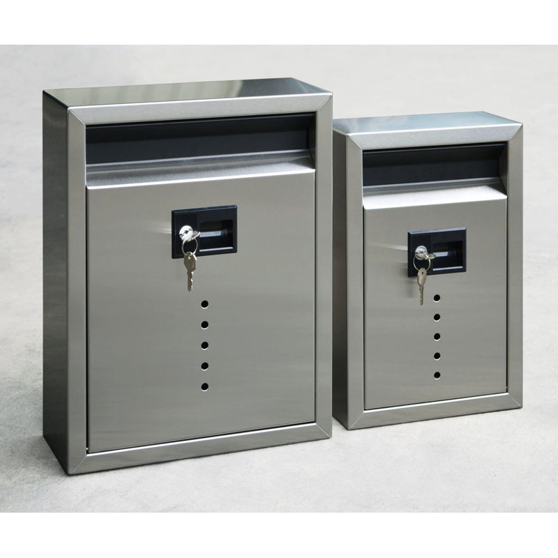 Steel Wall Mounted Post Box, Stainless Steel, 15" H x 11.5" W x 5" D