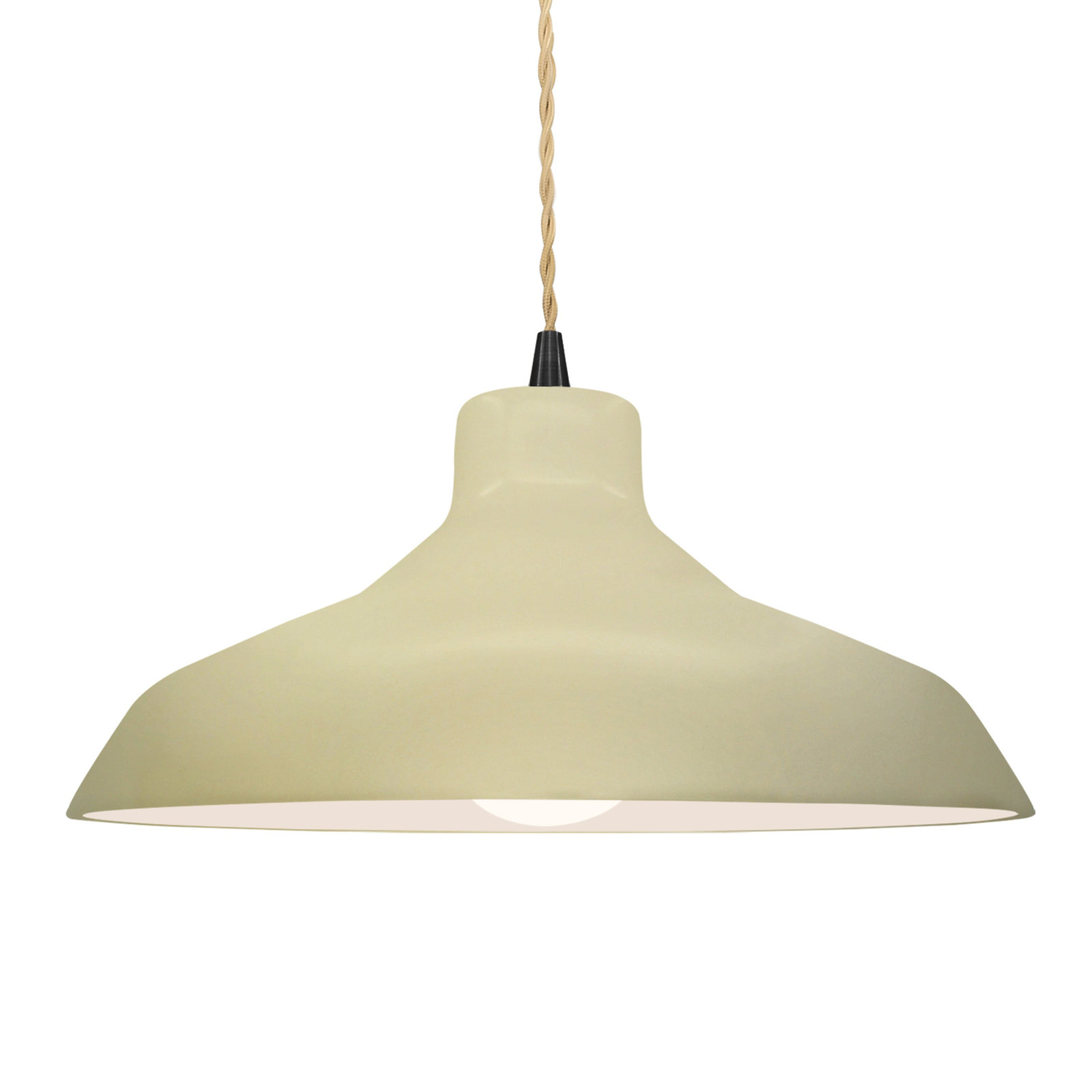 Fallon Ceramic Dimmable Pendant, 7.5" H x 15.5" W x 15.5" D, Gloss Vanilla, Matte Black