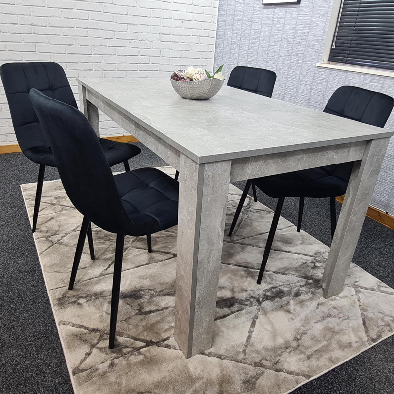 Amiela 6 - Person Dining Set, Black, 7 Pieces: Table,6 Chairs, 75cm H x 140cm W x 80cm D