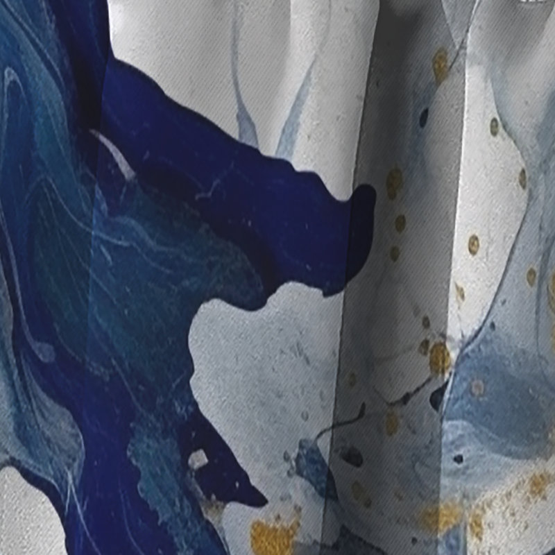 Rideau occultant occultant bleu foncé et doré à motif de fractales XXIII - 1 panneau, L 52 po x L 95 po