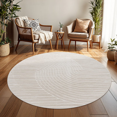 Tapis moderne avec motif de lignes minimalistes crème