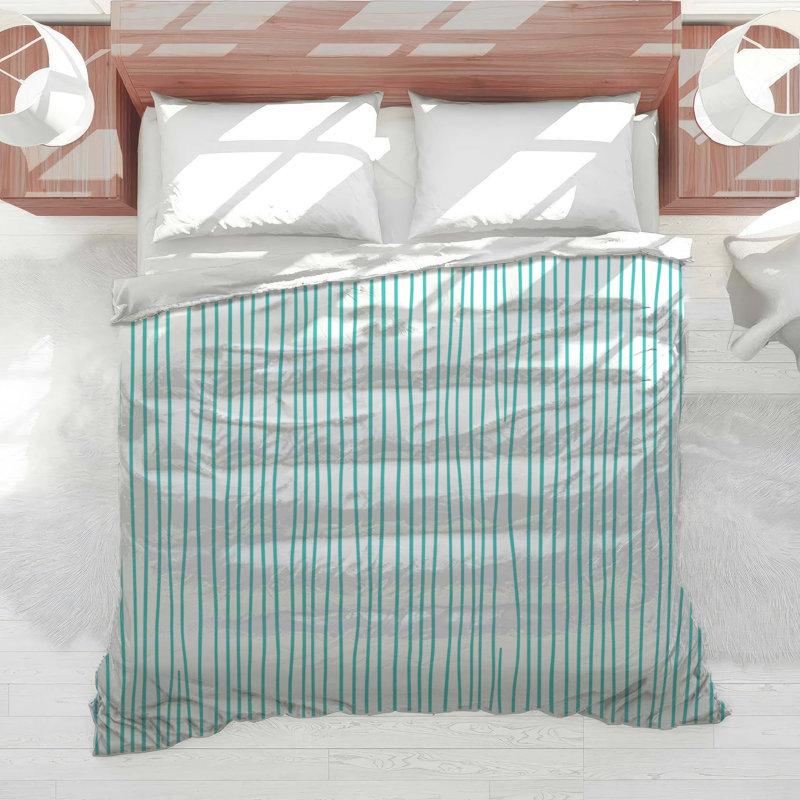 Turquoise Vertical Stripes Comforter, Twin
