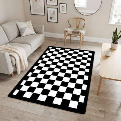 Tapis géométrique noir et blanc Ashton