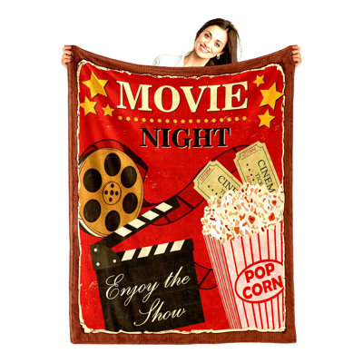 CineCozy Vintage Movie Night Blanket - Soft Warm Lightweight Fleece Throw for Kids Adults & Teens - Perfect Retro Cinema Decor & Gift - 50"x60""