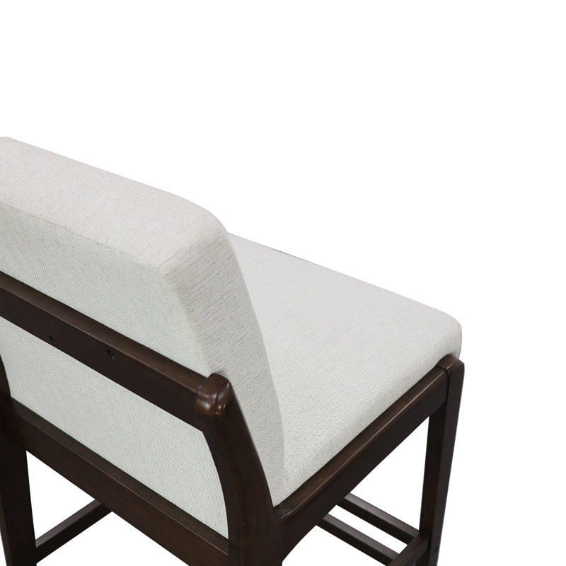 Tabouret de bar rembourré Ryden, Siège beige / structure noyer foncé, 4