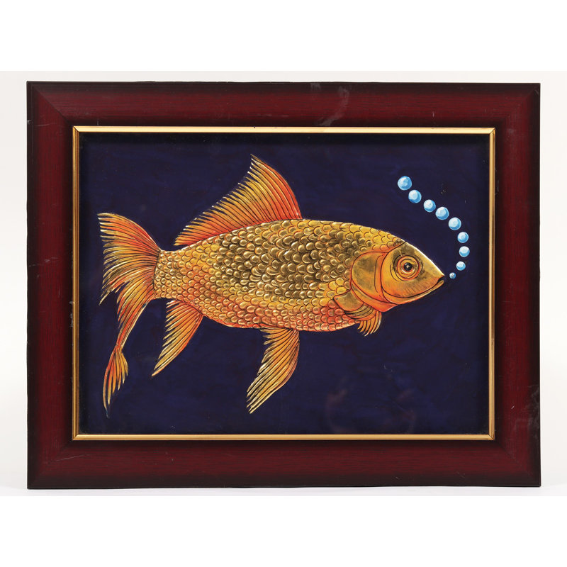 Poisson rouge encadré de 15 po | Peinture de Tanjore