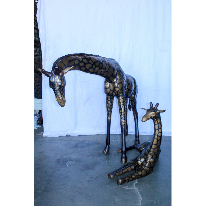 Statues de girafes en bronze taille réelle Nifao Collection, une pose, une debout 77 po x 21 po x H 58 po