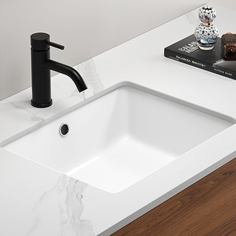 Lavabo de salle de bain rectangulaire encastré en céramique blanche encastrable, 19,91 po de profondeur, cuve à lait 7,57 po de hauteur, sans jaunissement, finition lisse, 15,38 de largeur, poids de 19,11 lb
