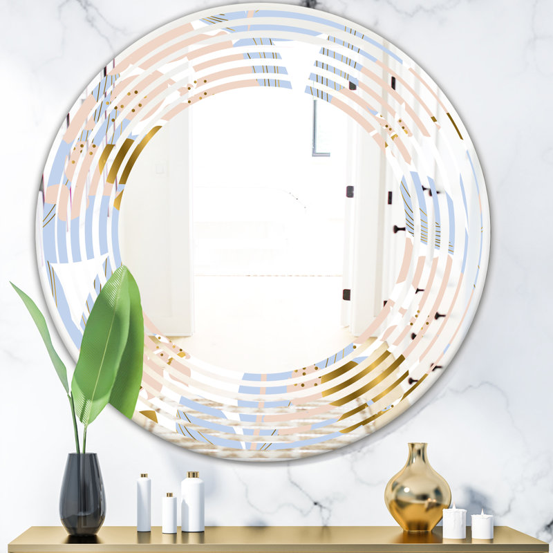 Miroir mural Wave sans cadre éclectique Wave Foliage, 31,5 po x 31,5 po