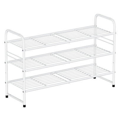 Étagère à chaussures en métal à 3 niveaux de 82 cm de large, empilable et ajustable, pour placard.