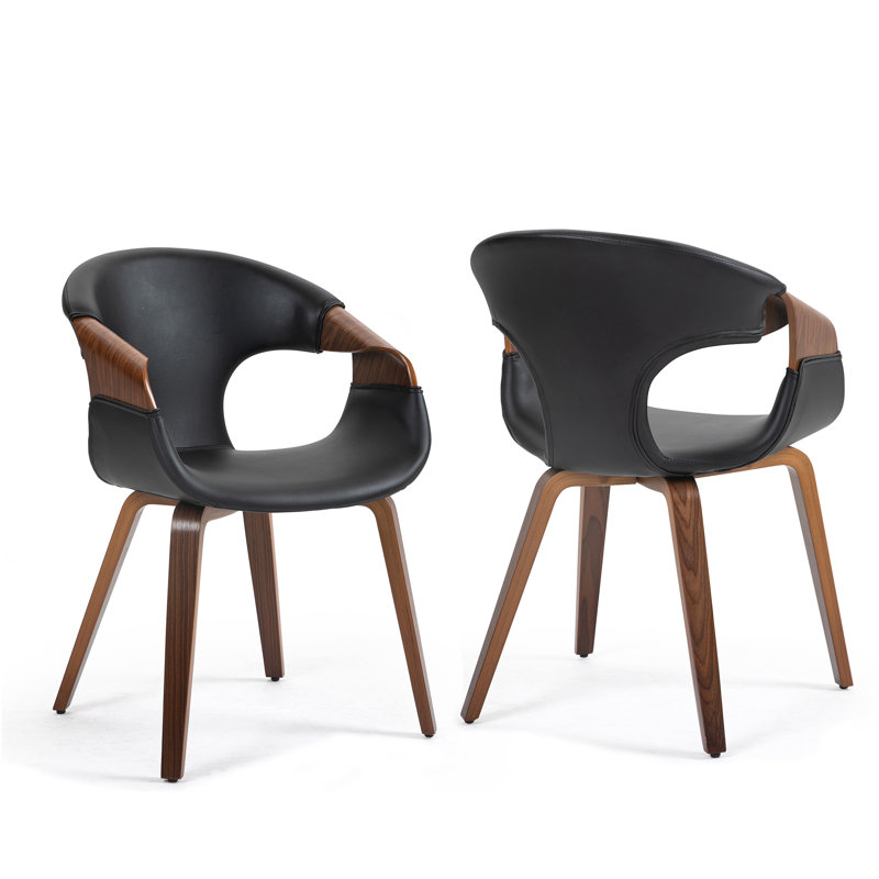 Lynnzee 18.11'' H Faux Leather Upholstered Armchair, Black