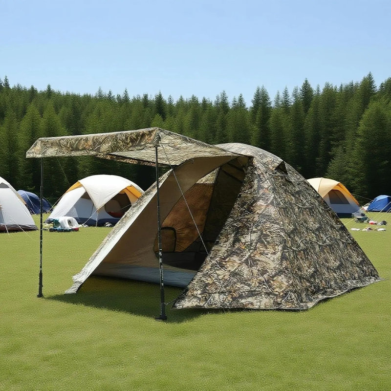 Tente de camping pour 4 personnes 4 saisons avec sac à dos imperméable avec vestibule, abri extérieur autoportant à double paroi