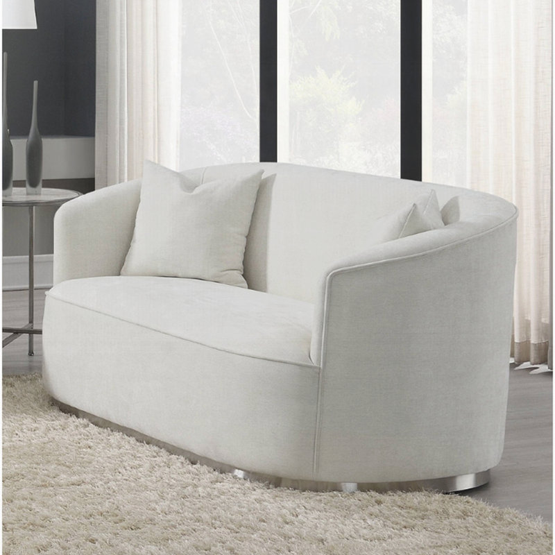 Upholstered " Chenille Sofa, L 64 po, Chenille beige