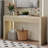 Rustic Console Table With 3 Fluted Drawers - Solid Wood Veneer Entryway Table Featuring Natural Wood Grain For Living Room, Hallway-986705046