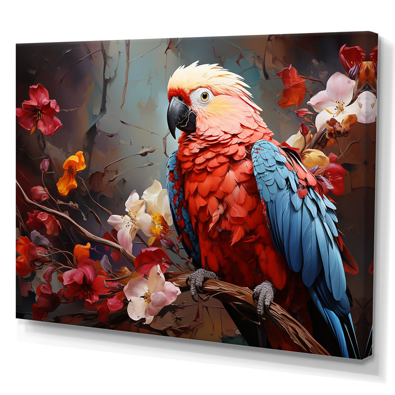 Perroquets harmonie en rouge I - impressions sur toile perroquet, Toile tendue, H 12 po x l 20 po