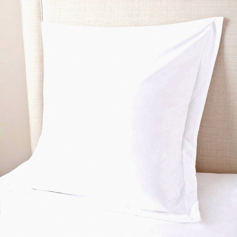 Luxury Cotton Euro Shams - Set of 2 White Solid Square Pillow Covers 26x26 Inch, 600 Thread Count, Super Soft Decorative Cushion Cases with Flange