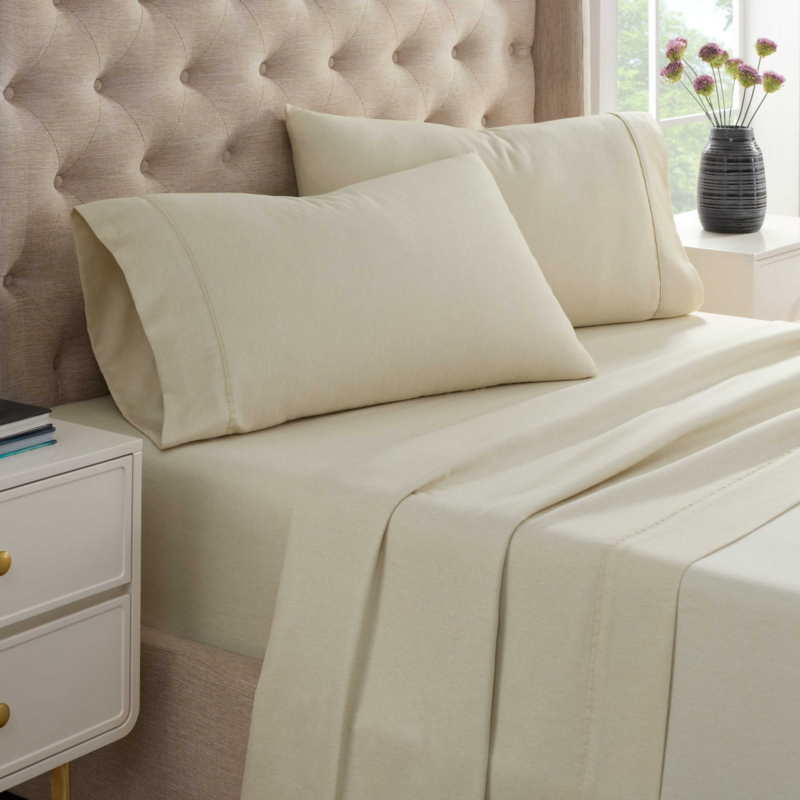Martex Arcadia Sheet Set, Queen Sheet Set with Fitted Sheet + 2  Pillowcases, Linen