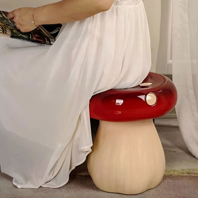 Tabouret de jardin extérieur en résine, tabouret surdimensionné à base de champignon surdimensionné de 13,8 pouces, tabouret d'intérieur de cour