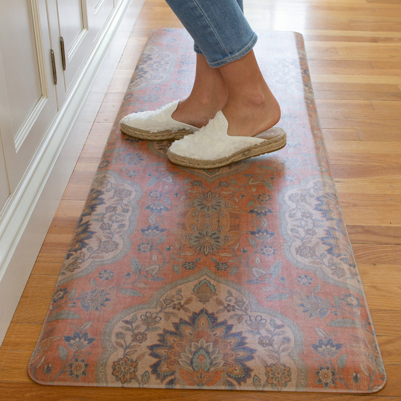 Caulkins Bohemian Floral Water Resistant Anti-Fatigue Non-Skid Kitchen Mat, 0.5" H x 60" L x 20" W