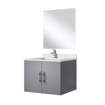Single Bath Vanity .   Quartz Countertop,  Mirror and Faucet Set