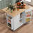 50.9" Farmhouse Rolling Kitchen Island Cart with Foldable Drop-Leaf Wood Countertop, Storage Cabinets, Drawer, Side Spice Rack & Lockable Casters, Mobile Kitchen Prep Island-838608096