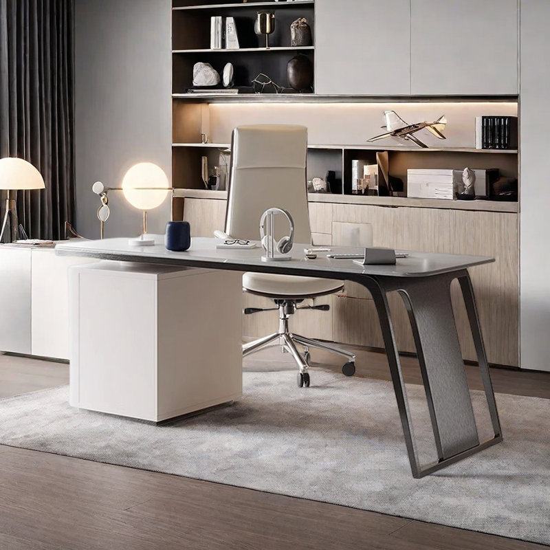 Sintered stone unique desk, Gray/White