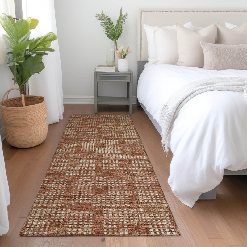 Premium Machine Washable Mayfield AMF33 Geometric Rug, Canyon, 2'3" x 7'6" Runner