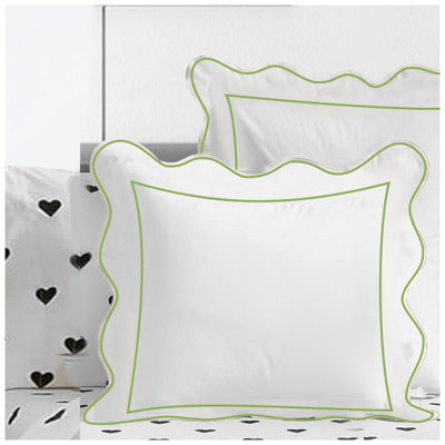 400TC Cotton Scallop Embroidery & Border Sateen Solid Euro Sham