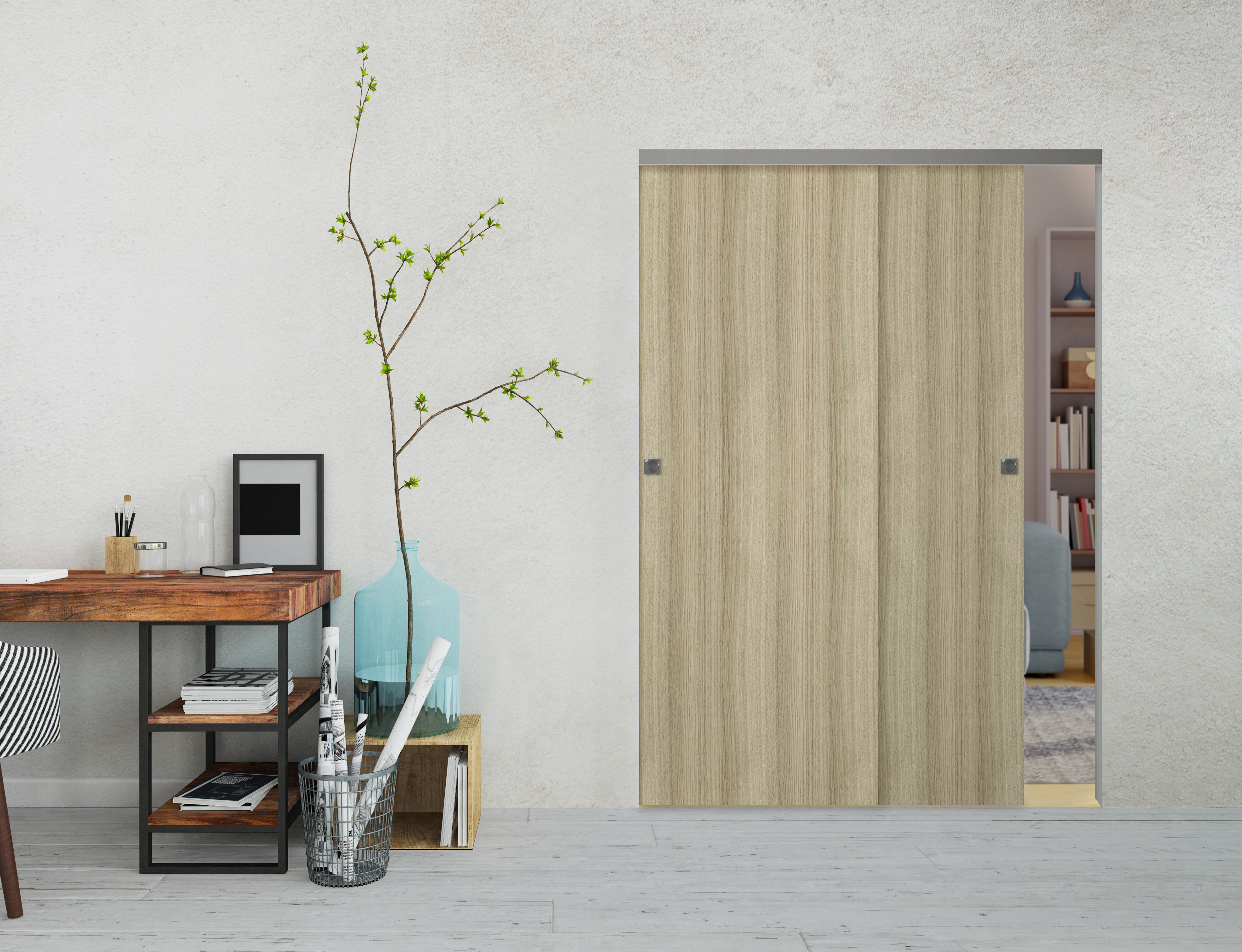 Paneled Manufactured Wood Prefinished Sliding Closet Door 