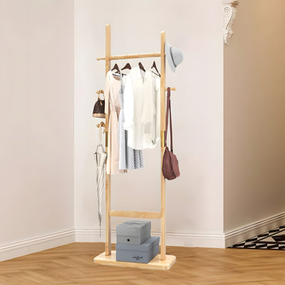 Simple Trending Standard Clothes Clothing Garment Rack With Storage Shelves