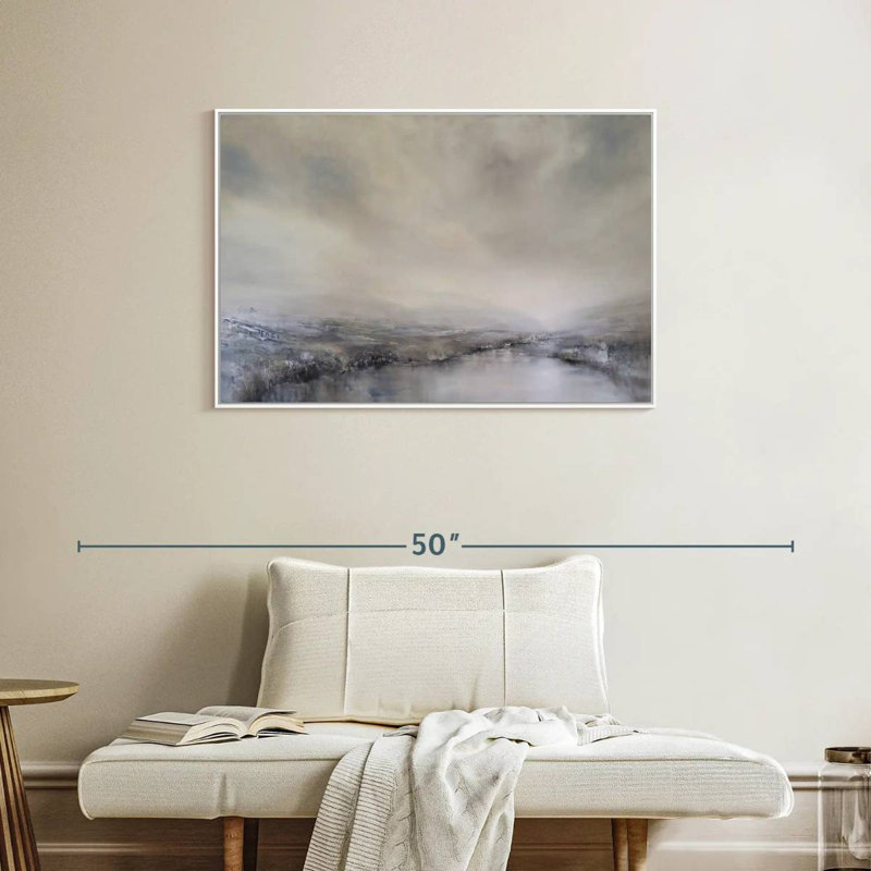 Brume matinale, Cadre flottant blanc, 37 po x 25 po