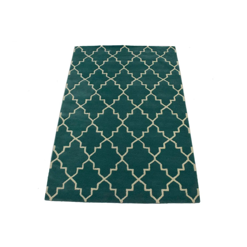 Teal Trellis 5X8 Hand-Tufted Modern Rug
