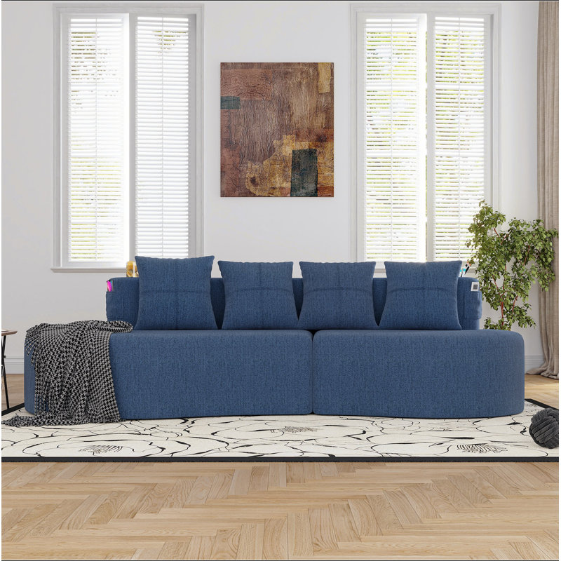 Canapé modulaire incurvé moderne 3 places, Bleu