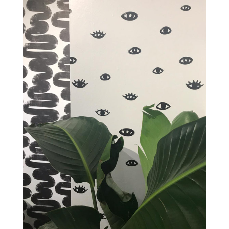 Bobby Berk Eye See You Black & Gold Self-Adhesive, Removable Wallpaper, White/Black