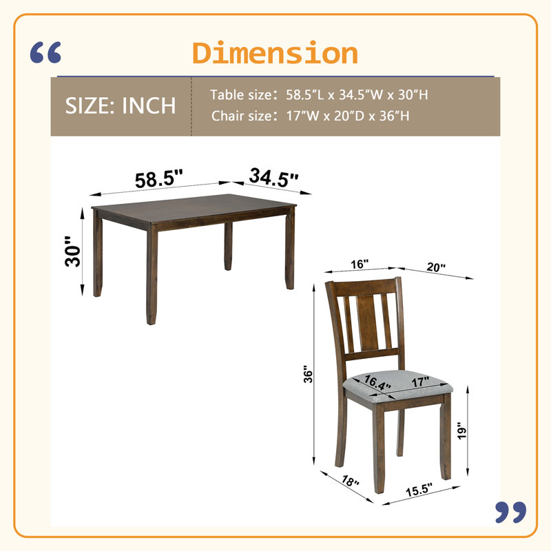 Ensemble de table à manger moderne 7 pièces avec 6 chaises rembourrées, ensemble de table à manger rectangulaire en bois pour 6 avec chaises, pour salle à manger, cuisine, restaurant