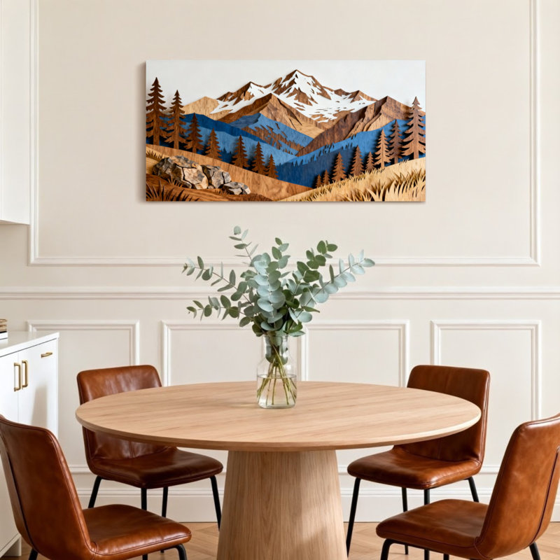 Paysage et nature Paysage de montagne avec arbres et neige, H 28 po x l 58 po