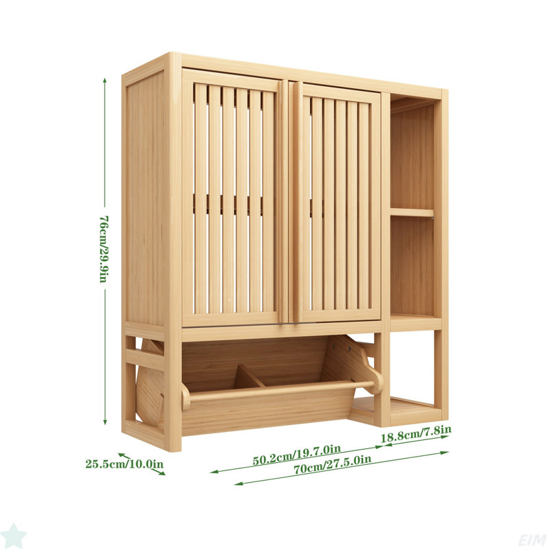Rangement mural en bambou pour salle de bain