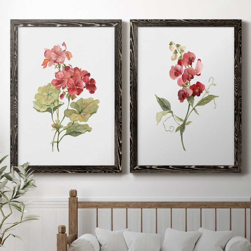 Écarlate géranium - ensemble de 2 reproductions d'art, Pas de tapis, H 37,5 po x l 55 po x P 1,5 po