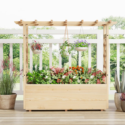Lit de jardin surélevé en bois / treillis à treillis suspendu pour drainage de toit intérieur / extérieur